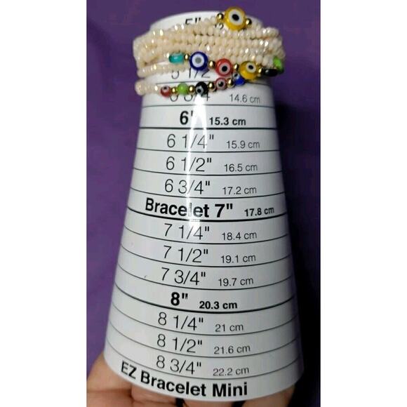 Light Pink Iridescent & Multicolor Evil Eye Multistrand Bead Bracelet Adjustable - Picture 7 of 8